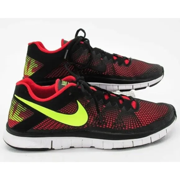 Nike Black Red Running CrossFit Shoes Free 3.0 Mens Size 9 Light Use Fast Ship