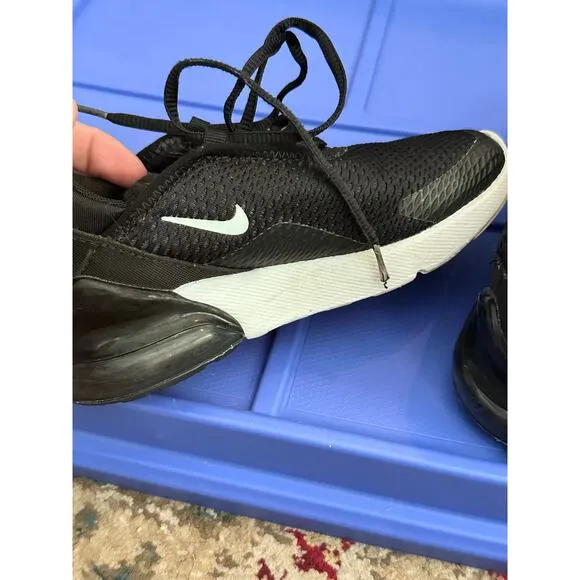 Nike Black White Air Max 270 Lace Up Sneaker Shoes Size 1Y