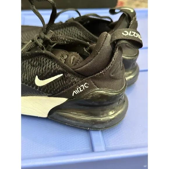 Nike Black White Air Max 270 Lace Up Sneaker Shoes Size 1Y