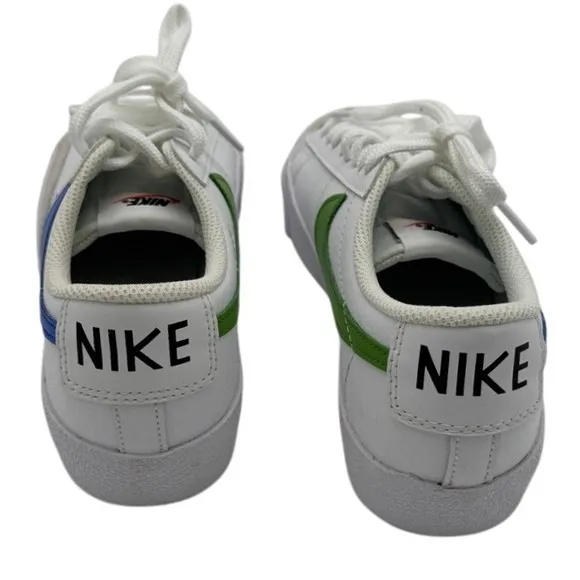 Nike Blazer Low Leather‎ Sneakers Blue Green Swoosh White Shoes Size 5.5Y