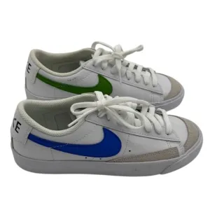 Nike Blazer Low Leather‎ Sneakers Blue Green Swoosh White Shoes Size 5.5Y