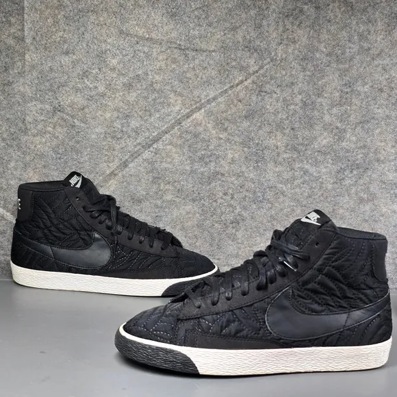 Nike Blazer Mid‎ Quilted Black Sneakers Casual Shoes Womens Size 8
