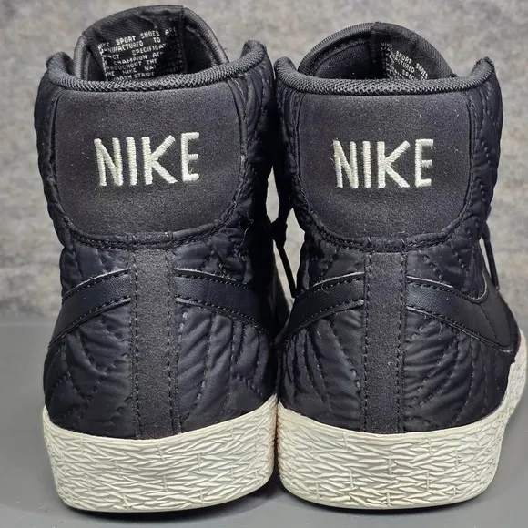 Nike Blazer Mid‎ Quilted Black Sneakers Casual Shoes Womens Size 8