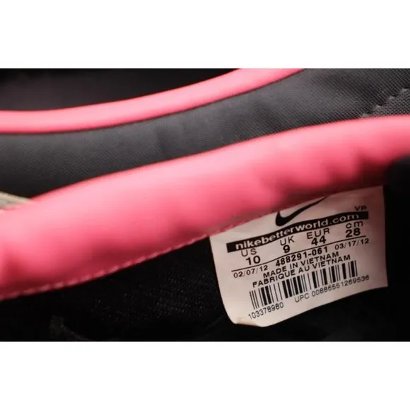 Nike Cortez Men's Size 10 Nylon Black / Pink Sneaker Lace Up Shoes 488291-061