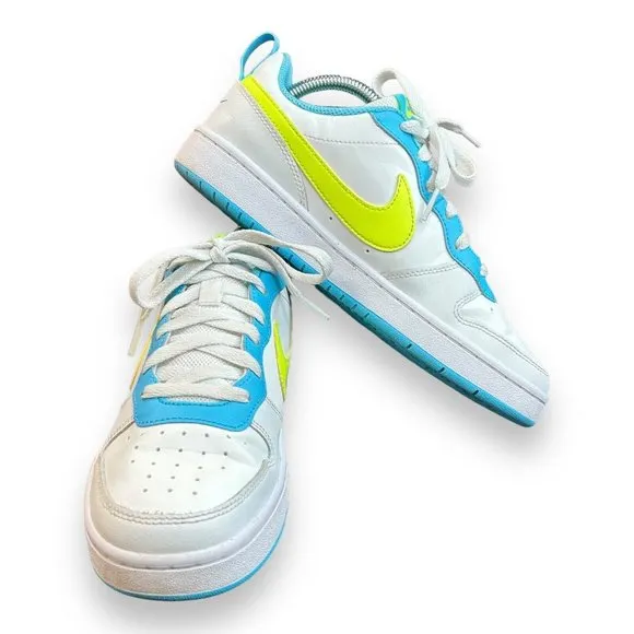 Nike Court Borough Low 2 GS Size 7Y 'White Baltic‎ Blue Volt' BQ5448 122