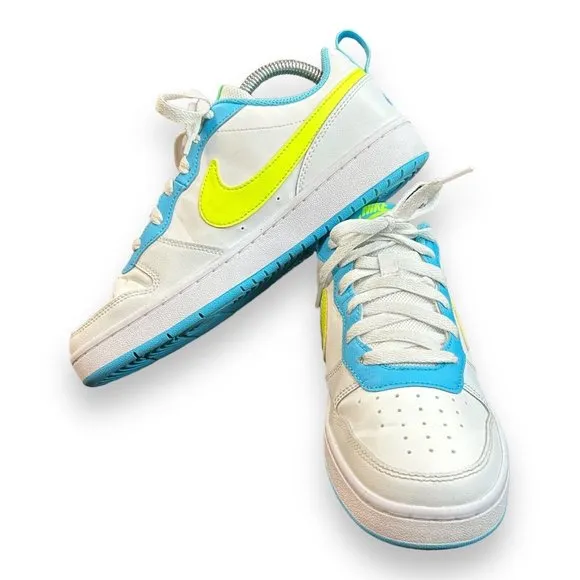 Nike Court Borough Low 2 GS Size 7Y 'White Baltic‎ Blue Volt' BQ5448 122