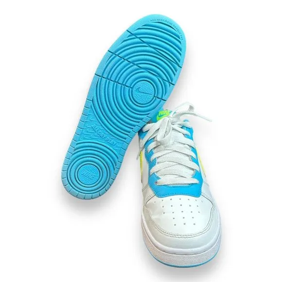 Nike Court Borough Low 2 GS Size 7Y 'White Baltic‎ Blue Volt' BQ5448 122