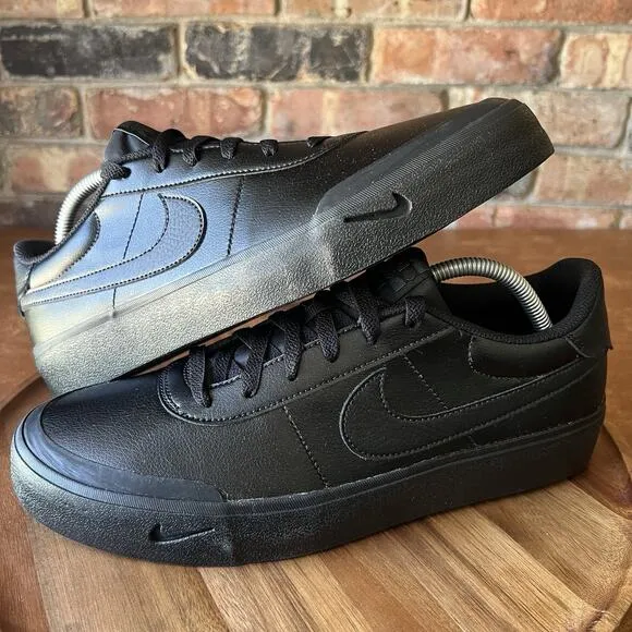 Nike Court Shot Vision Low Men's 10 Leather Sneakers Shoes Black
