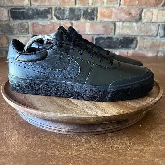 Nike Court Shot Vision Low Men's 10 Leather Sneakers Shoes Black