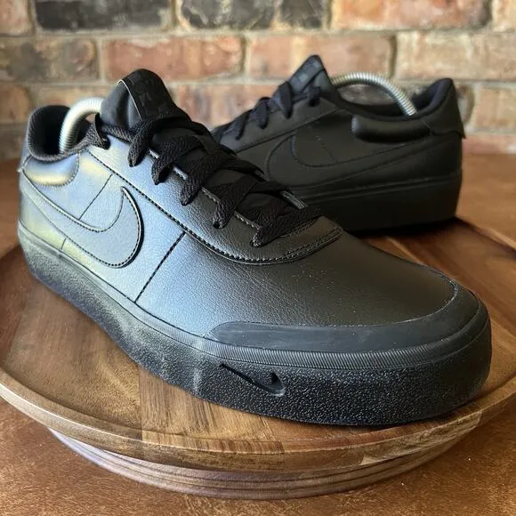 Nike Court Shot Vision Low Men's 10 Leather Sneakers Shoes Black