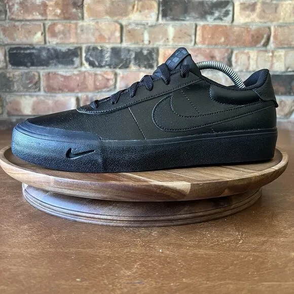 Nike Court Shot Vision Low Men's 10 Leather Sneakers Shoes Black