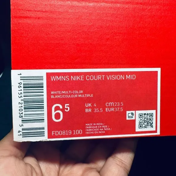 🤩Nike Court Vision Mid Sz 6.5 Women's Shoes White Iridescent FD0819-100 New🤩