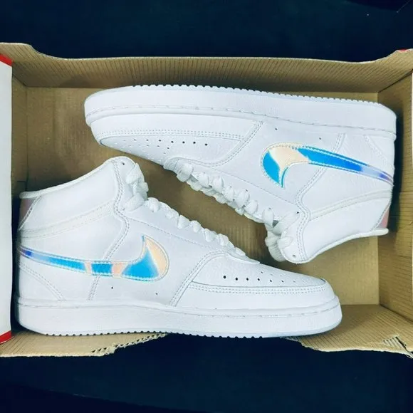 🤩Nike Court Vision Mid Sz 6.5 Women's Shoes White Iridescent FD0819-100 New🤩