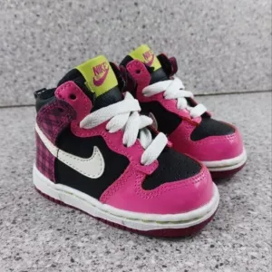 Nike Dunk High Kid Sneakers Pink Plaid Shoes 4.5C