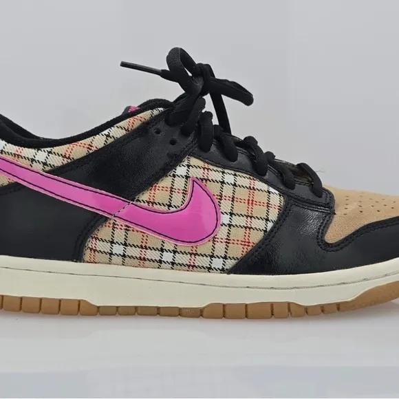Nike Dunk Low Rare 2008 Nike 309601-264 Hemp Plaid Pink Fire Sail Shoes.