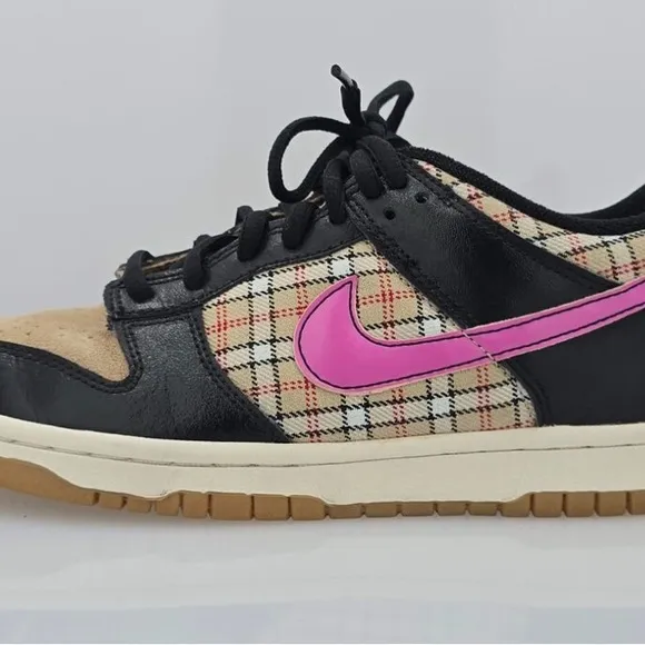 Nike Dunk Low Rare 2008 Nike 309601-264 Hemp Plaid Pink Fire Sail Shoes.