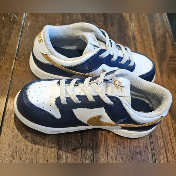 Nike Dunk Low Sneakers Size 10C Blue/Gold Baby/Toddler Shoes