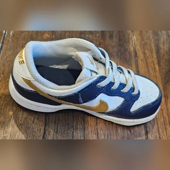 Nike Dunk Low Sneakers Size 10C Blue/Gold Baby/Toddler Shoes