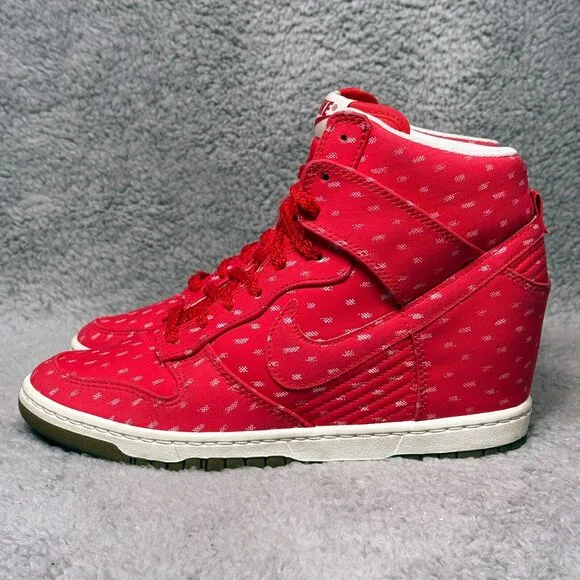 Nike Dunk Sky Hi Print Womens Size 9 Wedge Hidden Shoes Sneakers Hyper Red