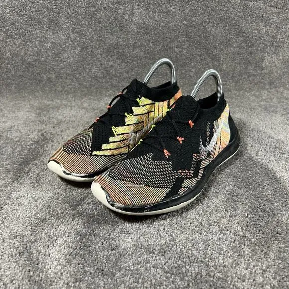 Nike Free 3.0 Flyknit Running Shoes 718420-011 Black Sail Hyper Orange Women's 8