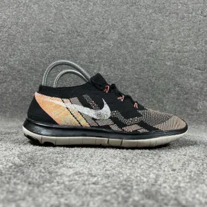 Nike Free 3.0 Flyknit Running Shoes 718420-011 Black Sail Hyper Orange Women's 8