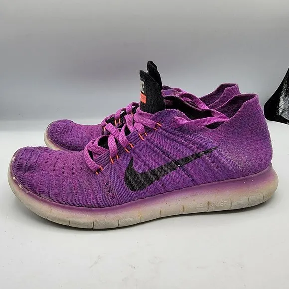 Nike Free Rn Flyknit Womens 7 Purple Shoes Running Training Athletic 831070-501