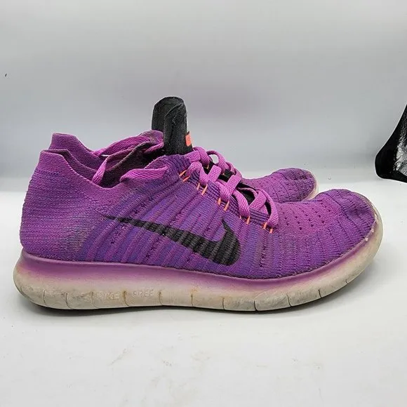 Nike Free Rn Flyknit Womens 7 Purple Shoes Running Training Athletic 831070-501