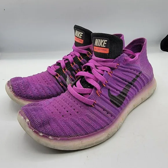 Nike Free Rn Flyknit Womens 7 Purple Shoes Running Training Athletic 831070-501