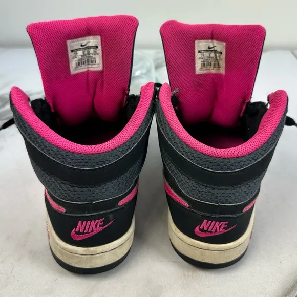 Nike Girls' GS Prestige IV High Black Pink Basketball Shoes Sneakers, Sz 7Y