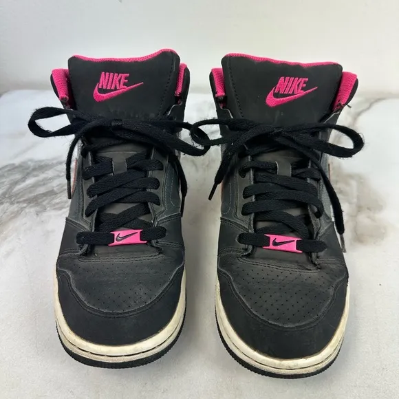 Nike Girls' GS Prestige IV High Black Pink Basketball Shoes Sneakers, Sz 7Y