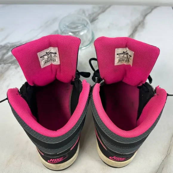 Nike Girls' GS Prestige IV High Black Pink Basketball Shoes Sneakers, Sz 7Y