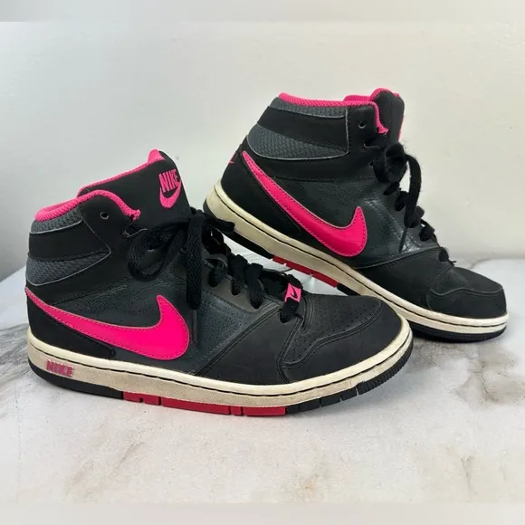 Nike Girls' GS Prestige IV High Black Pink Basketball Shoes Sneakers, Sz 7Y