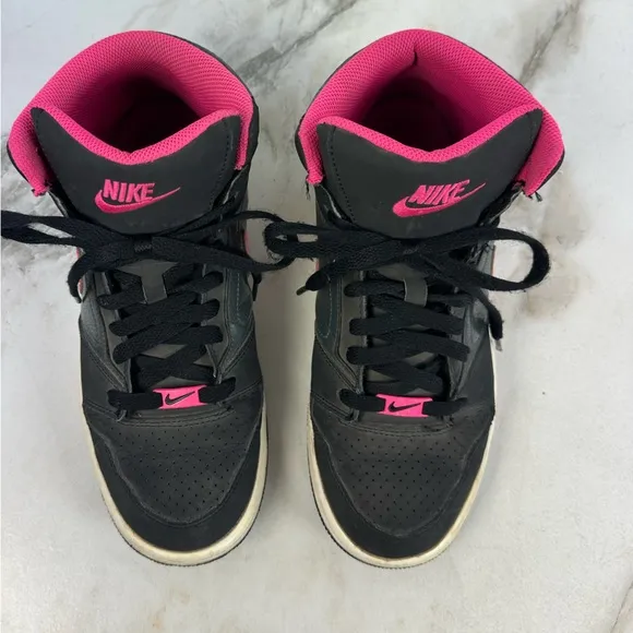 Nike Girls' GS Prestige IV High Black Pink Basketball Shoes Sneakers, Sz 7Y