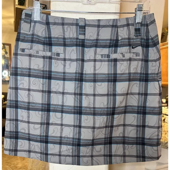 Nike Golf Dri-Fit Plaid Scroll Skort Gray/Blue/Black Size 6 BOGO