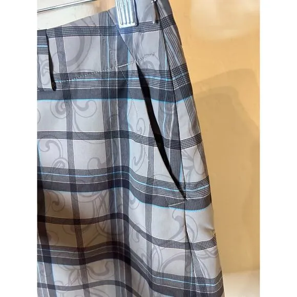Nike Golf Dri-Fit Plaid Scroll Skort Gray/Blue/Black Size 6 BOGO