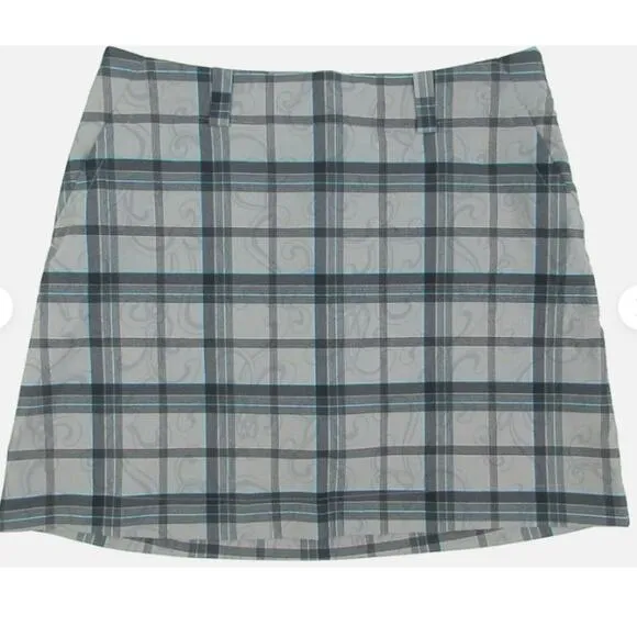 Nike Golf Dri-Fit Plaid Scroll Skort Gray/Blue/Black Size 6 BOGO