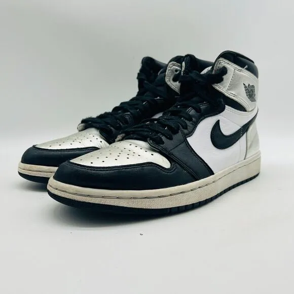 Nike Jordan 1 Womens 8 Metallic Silver Black High OG Sneakers Shoes CD0461-001