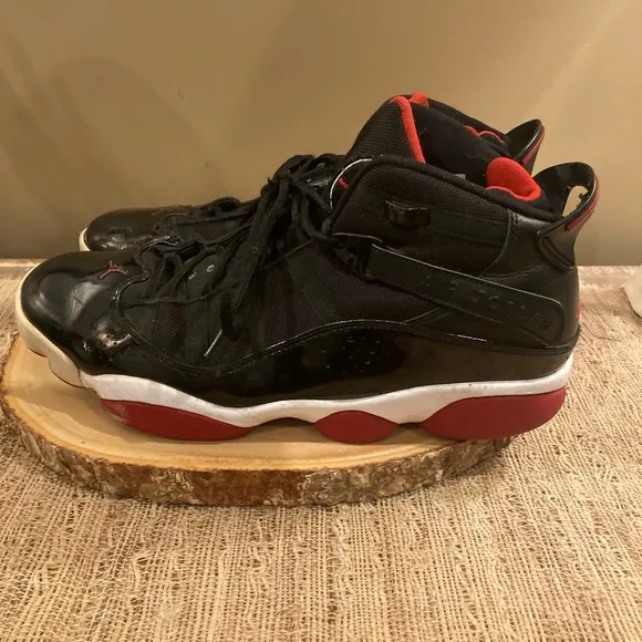 Nike Jordan 6 Rings Black Varsity Red Size 12 rare 322992-062 Basketball Shoe