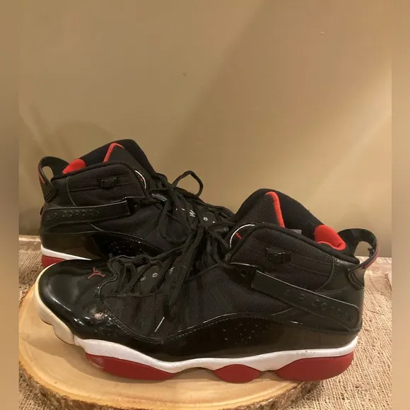 Nike Jordan 6 Rings Black Varsity Red Size 12 rare 322992-062 Basketball Shoe
