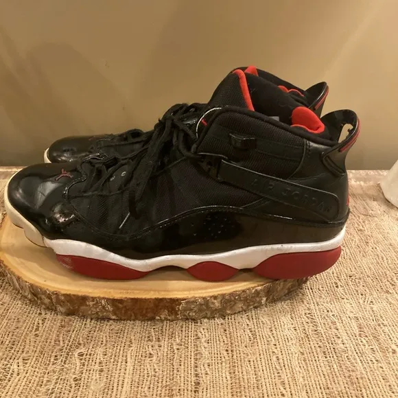 Nike Jordan 6 Rings Black Varsity Red Size 12 rare 322992-062 Basketball Shoe
