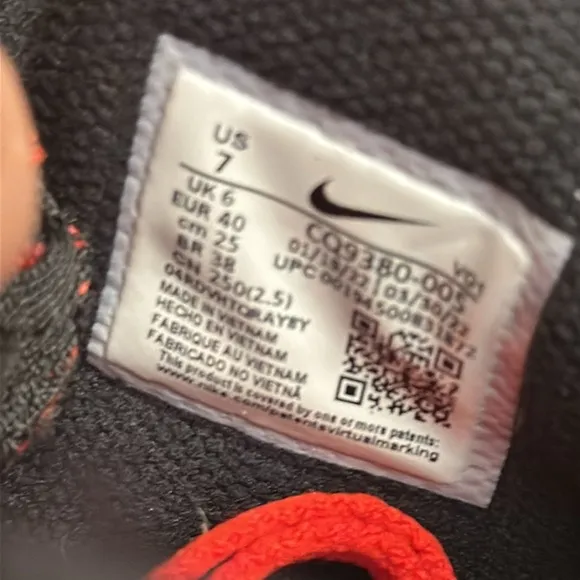 Nike Kids Black and Red Athletic Shoes