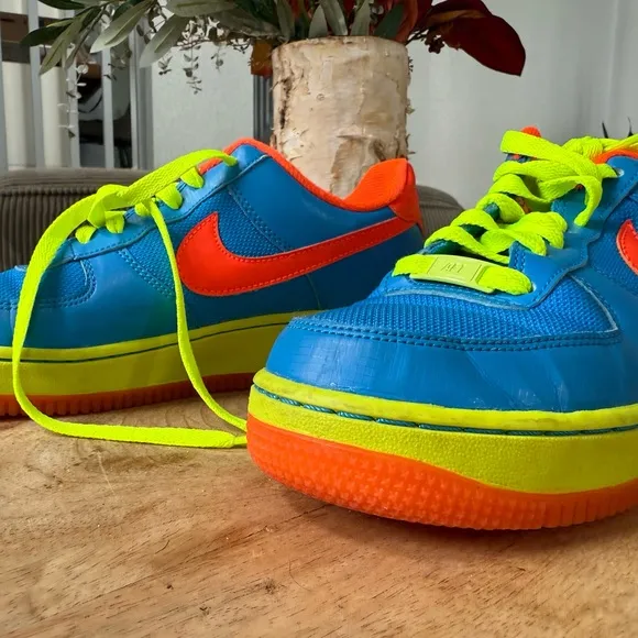 Nike Kids' Blue and Orange Air Force 1 Sneakers