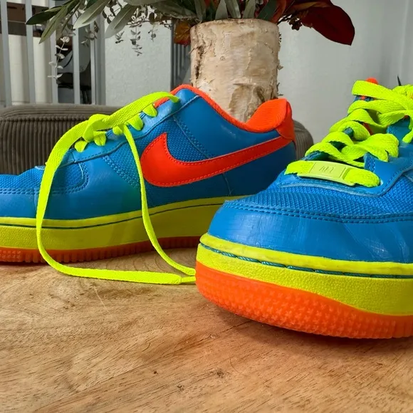 Nike Kids' Blue and Orange Air Force 1 Sneakers