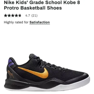 Nike Kids' Kobe 8 Protro Black and Gold Basketball Shoes