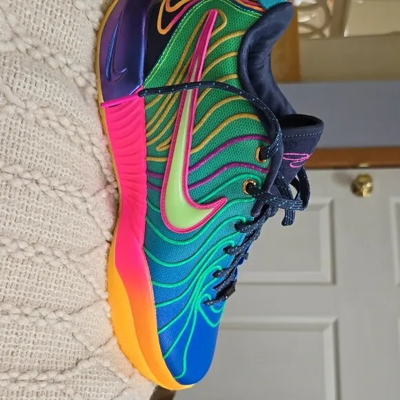 Nike LeBron James 21 Optimism Green and Blue Athletic Shoes with Dynamic Design
