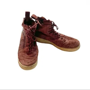 Nike Maroon High Top Microsuede Sneaker Athletic Shoes Zipper Back Size 11-11.5