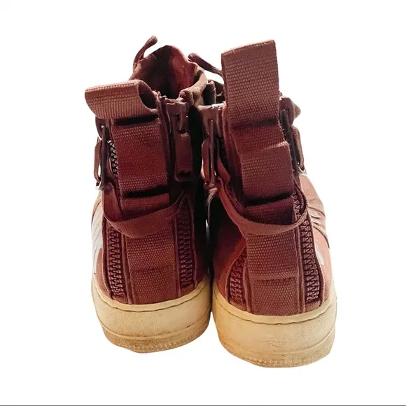 Nike Maroon High Top Microsuede Sneaker Athletic Shoes Zipper Back Size 11-11.5