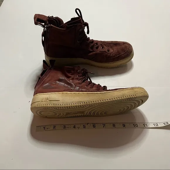 Nike Maroon High Top Microsuede Sneaker Athletic Shoes Zipper Back Size 11-11.5