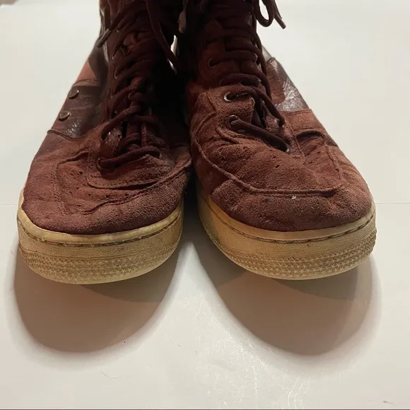 Nike Maroon High Top Microsuede Sneaker Athletic Shoes Zipper Back Size 11-11.5