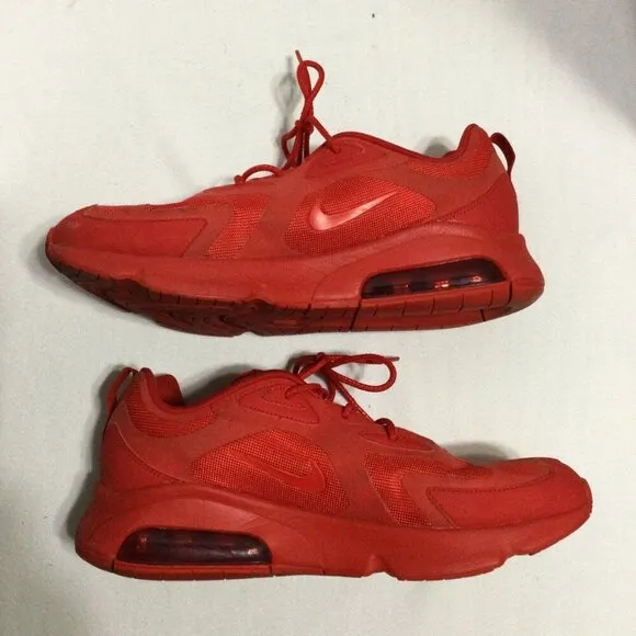 Nike Mens Air Max 200 Mens Red Lace Up Low Top Running Shoes Sneakers Size 13